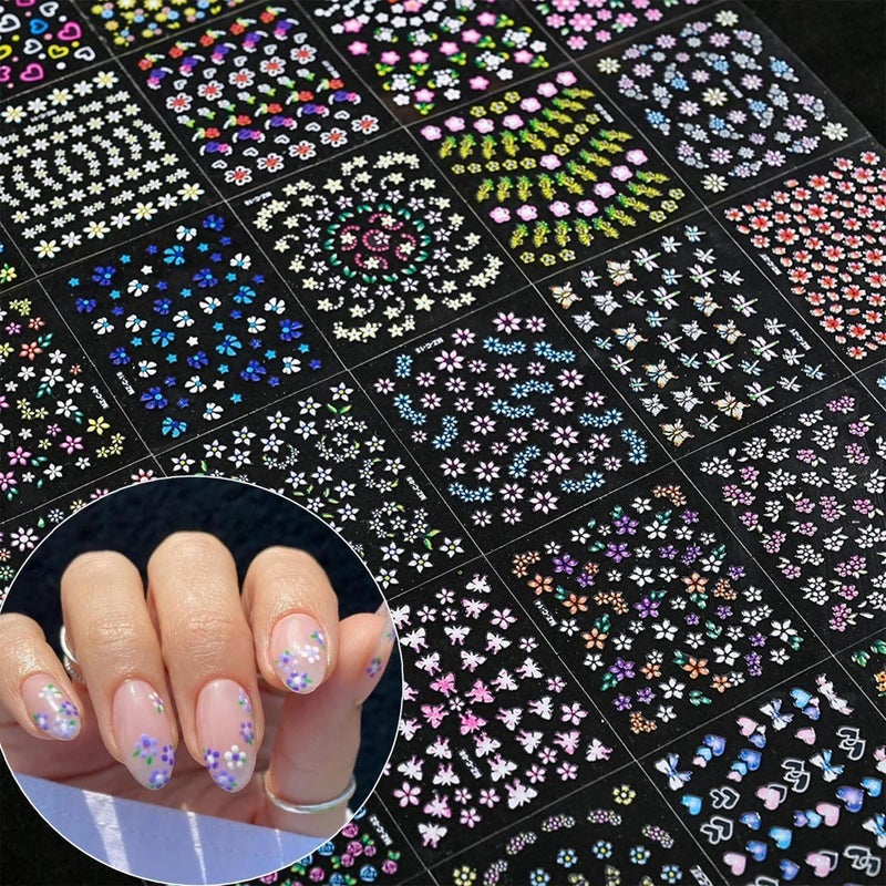 SPLOCUDU Flowers Nail Art Stickers Decals Colorful Flower Rose Daisy Cherry Blossoms Nail Stickers Design 3D Self-Adhesive Flowers Nail Art Supplies Charms for NailsArt Manicure Tips Decoration 30 Sheets - Image 4
